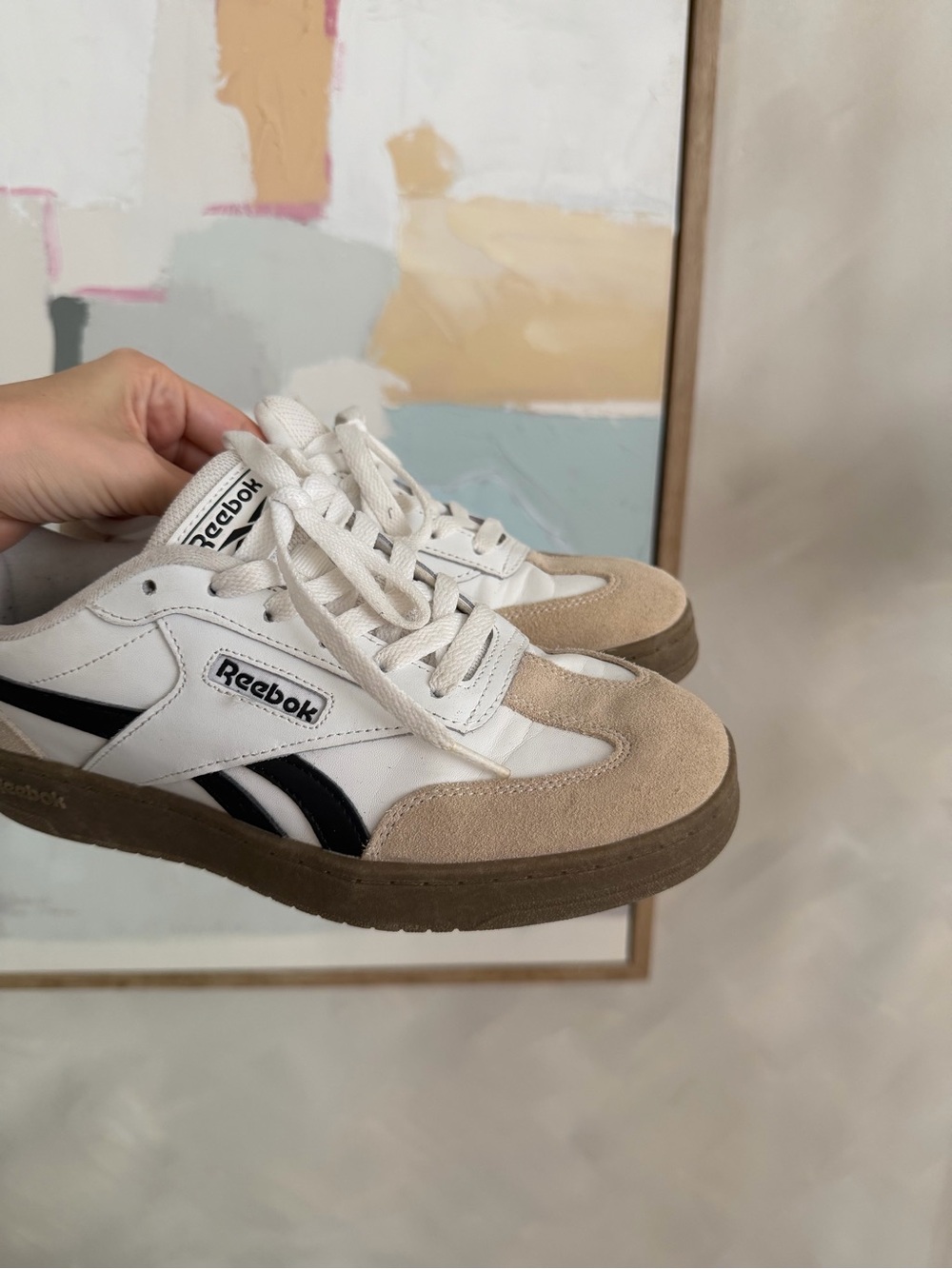 Reebok White, Beige & Black Low-Top Sneakers